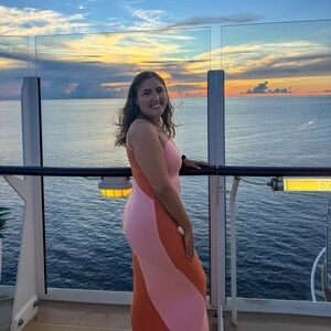 Colorblock Pink and Orange Maxi Dress